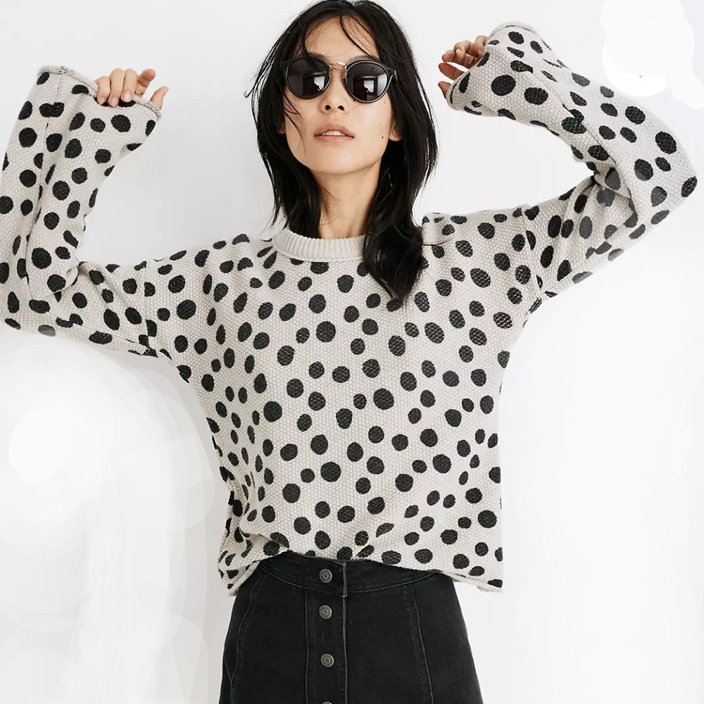 Madewell Leopard Dot Pullover Merino Wool Blend Sweater